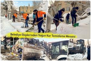 Belediye Ekiplerinden Yoğun Kar Temizleme Mesaisi