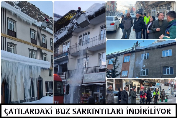 &Ccedil;atılardaki Buz Sarkıntıları İndiriliyor
